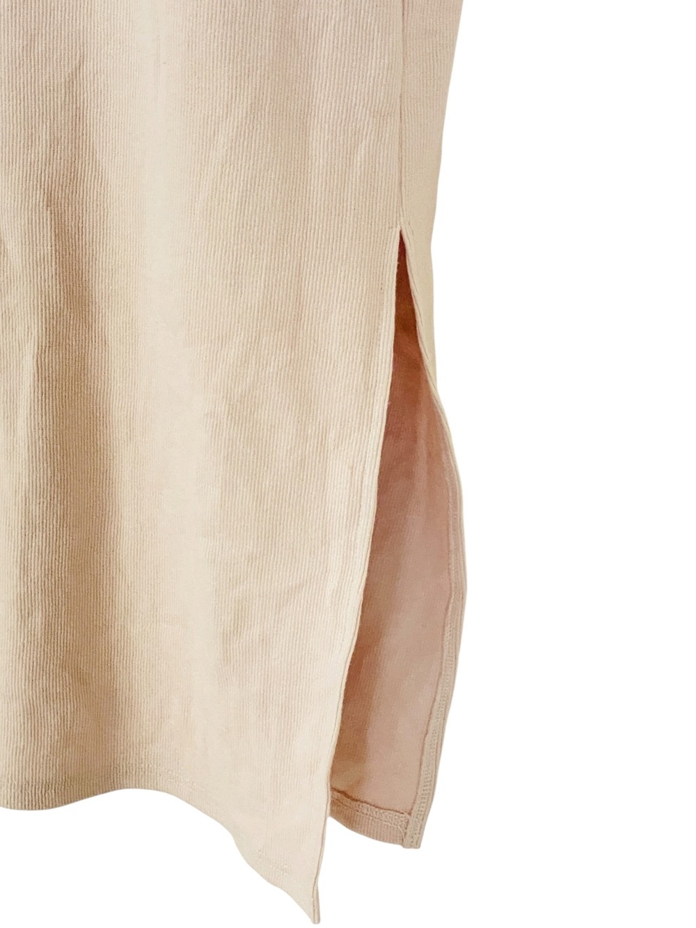 Mable Oatmeal Beige Ribbed Knit Racerback Midi Tank Dress Sz L - Picture 6 of 15